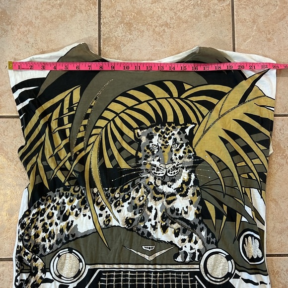 Vintage 80s Blowout L.A. Single Stitch Bedazzled Leopard Sleeveless Tshirt, Sz L - Picture 10 of 10